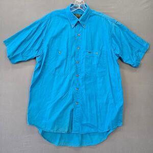 Colours Blue Short Sleeves Button Down Shirt Lightweight Mens Size M 15 15.5 Top